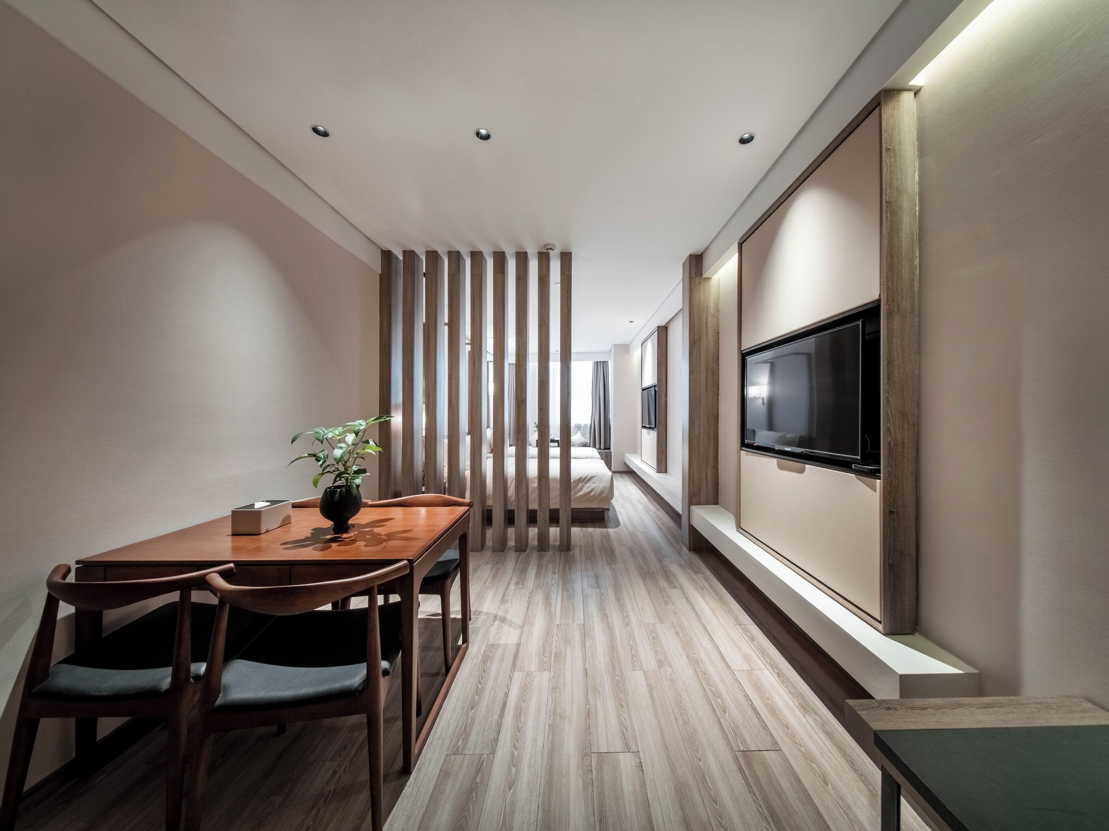 Concept Twin Bed Room | Desk, laptop workspace, blackout drapes, iron/ironing board
