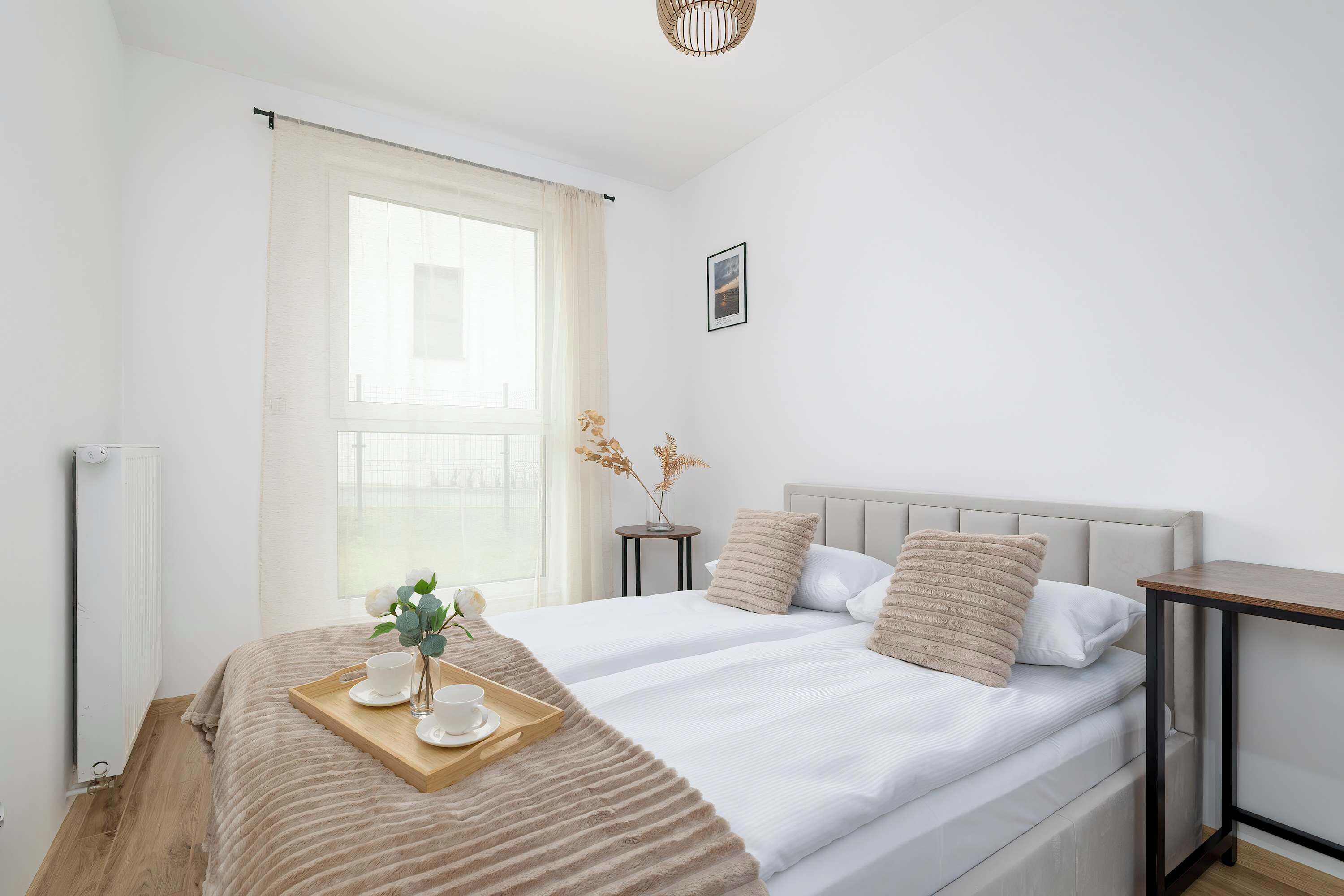 1 bedroom, desk, iron/ironing board, travel cot