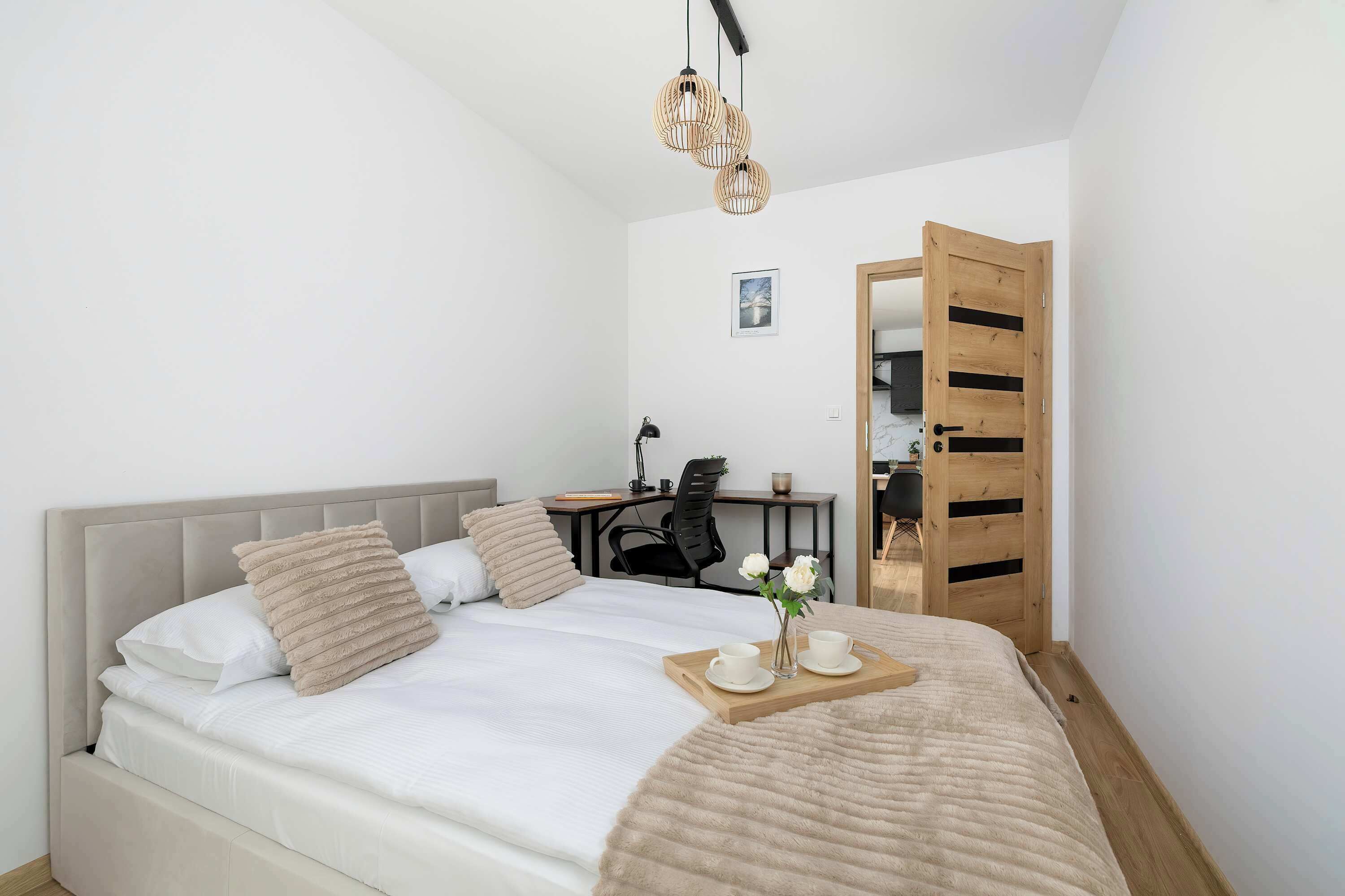 1 bedroom, desk, iron/ironing board, travel crib