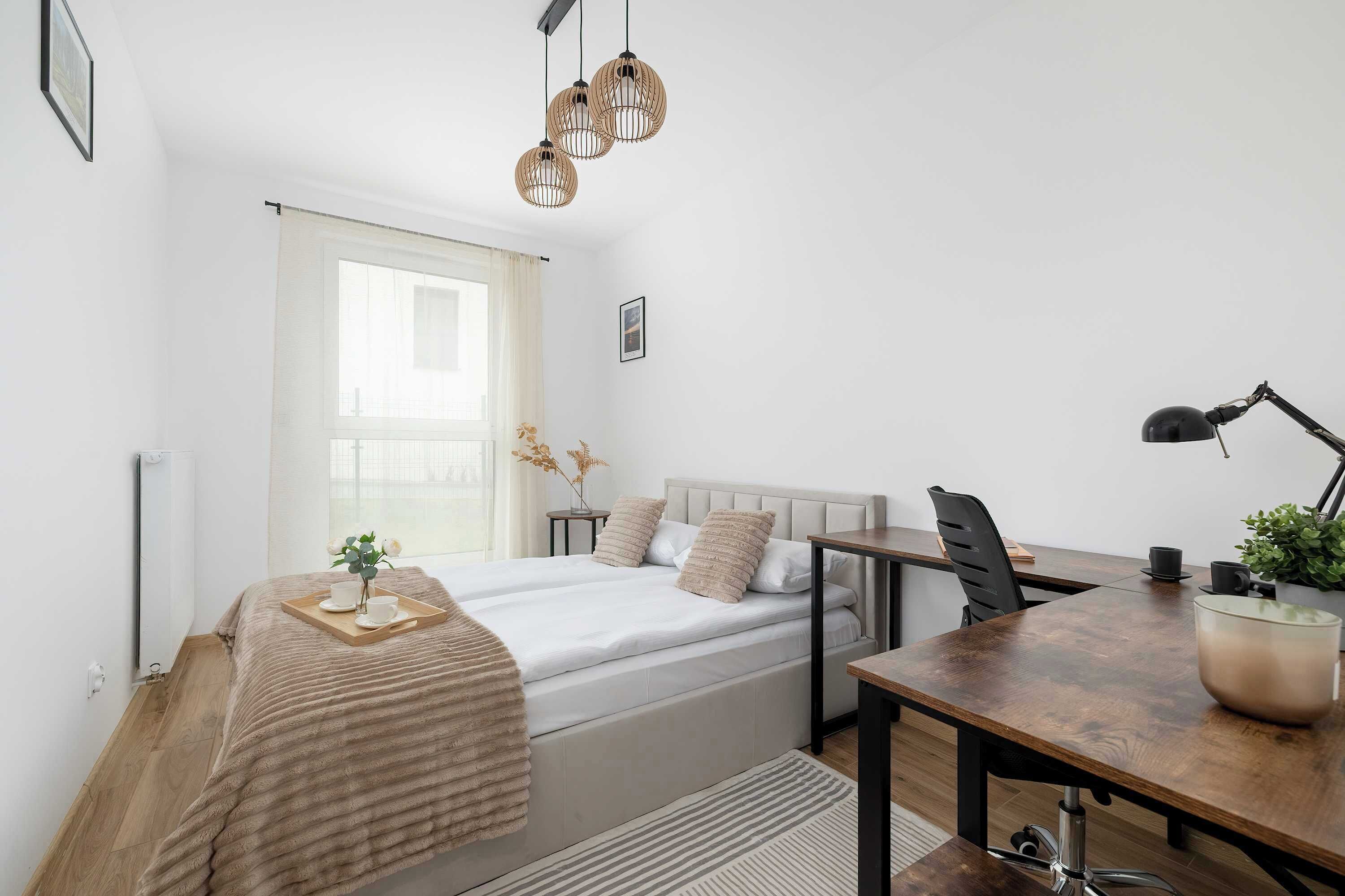 1 bedroom, desk, iron/ironing board, travel crib