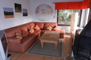 Smart TV, fireplace, DVD player, stereo