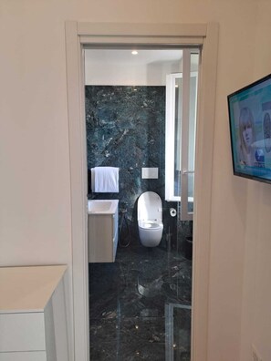 Shower, hair dryer, towels, soap - Delightful beachfront apartment equipped with all the comforts (Lido di Ostia)