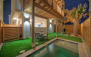 Terrace/patio - Boardwalk Beach Access, Private Pool & Balcony Dining | Coastal Haven (Port Aransas)