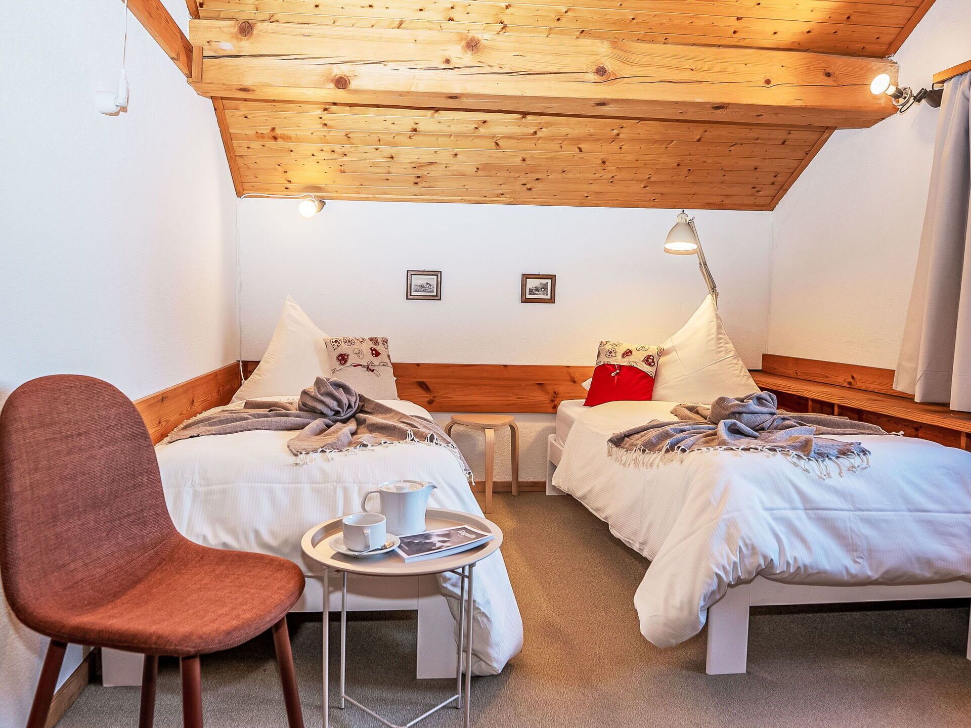 Furniture, Interior Design, Wood, Ceiling, Flooring, Floor, Bedroom, Bed, Room, Lighting