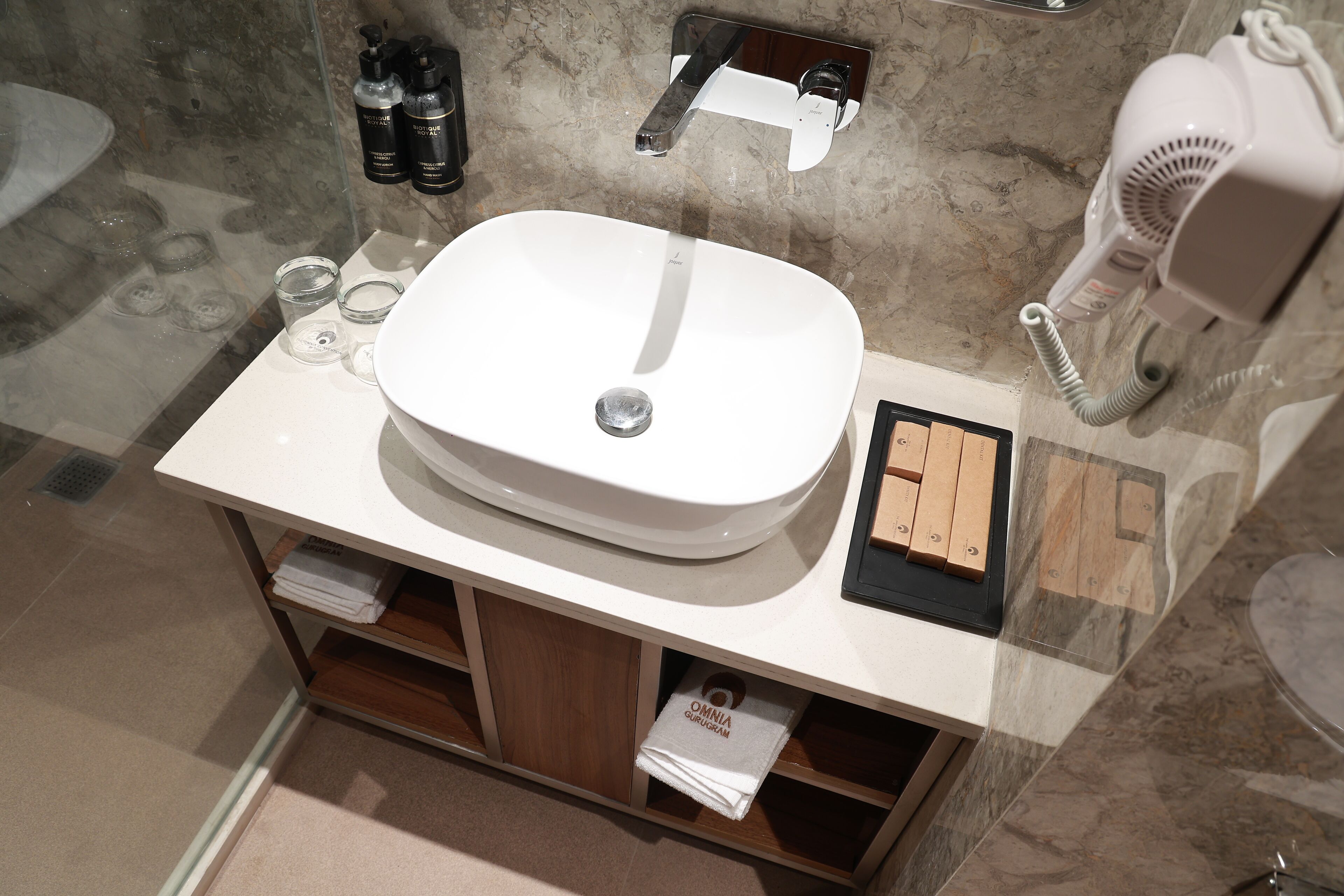 Free toiletries, hair dryer, slippers, towels