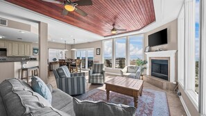 TV, fireplace - 6BR Gulf-front home, Sleeps 15 ~ Private heated pool (Gulf Shores)