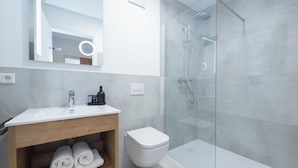 Ducha, secador de pelo y toallas