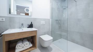 Ducha, secador de pelo y toallas