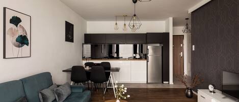 Appartement supérieur, balcon, vue sur le fleuve | Aire de séjour | Téléviseur à écran plat