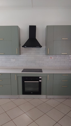 Fridge, oven, stovetop, electric kettle
