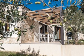 Outdoor dining - Unique stone house with private pool, large garden, barbecue, loungers (Višnjan)