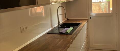 Fridge, microwave, oven, dishwasher