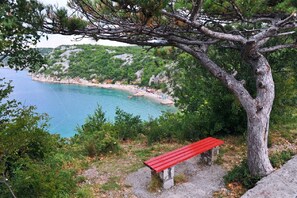Property grounds - Cosy apartment just 250 metres from the beach with sea view, private parking, WiFi (Dramalj)