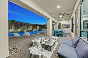 Outdoor dining - Carefree Casa: Resort-Style Home w/Heated Pool+Spa, Arcade, Pizza Oven & Casita (Indio)