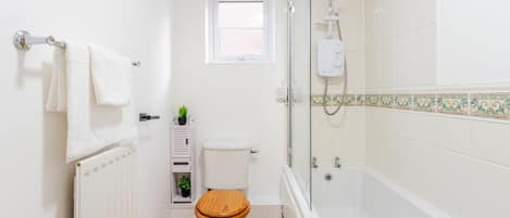 Hair dryer, towels, toilet paper