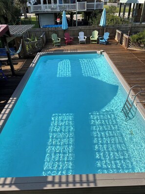 Outdoor pool, a heated pool - Private Resort - 1/2 mile to Beach - Tranquil 2 Bedroom in Jamaica Beach (Jamaica Beach)