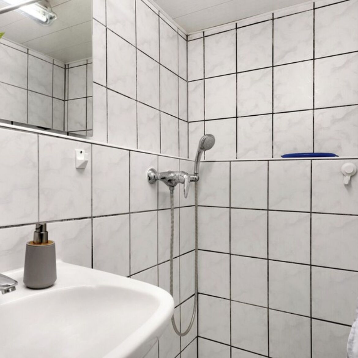 Dusche, Haartrockner, Handtücher, Toilettenpapier