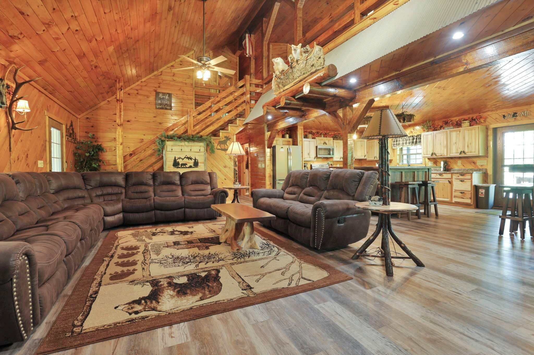 TV, fireplace, foosball, offices