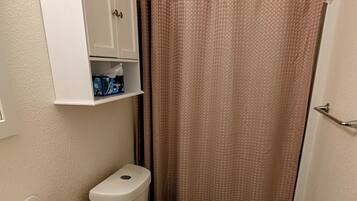 Shower, bidet, towels, soap