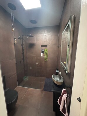 Shower, towels, soap, toilet paper - Light open plan family home - 1 block back from beach (Warrnambool)