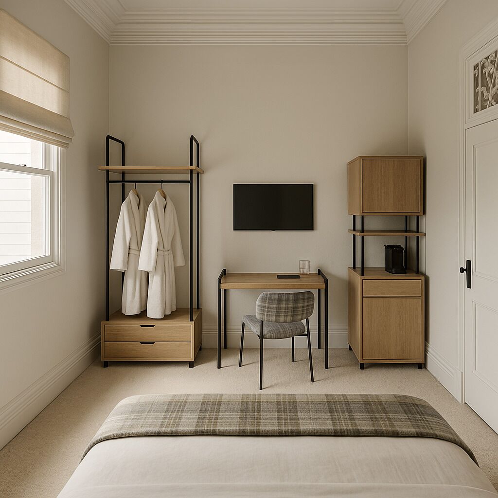 In-room safe, desk, laptop workspace, iron/ironing board