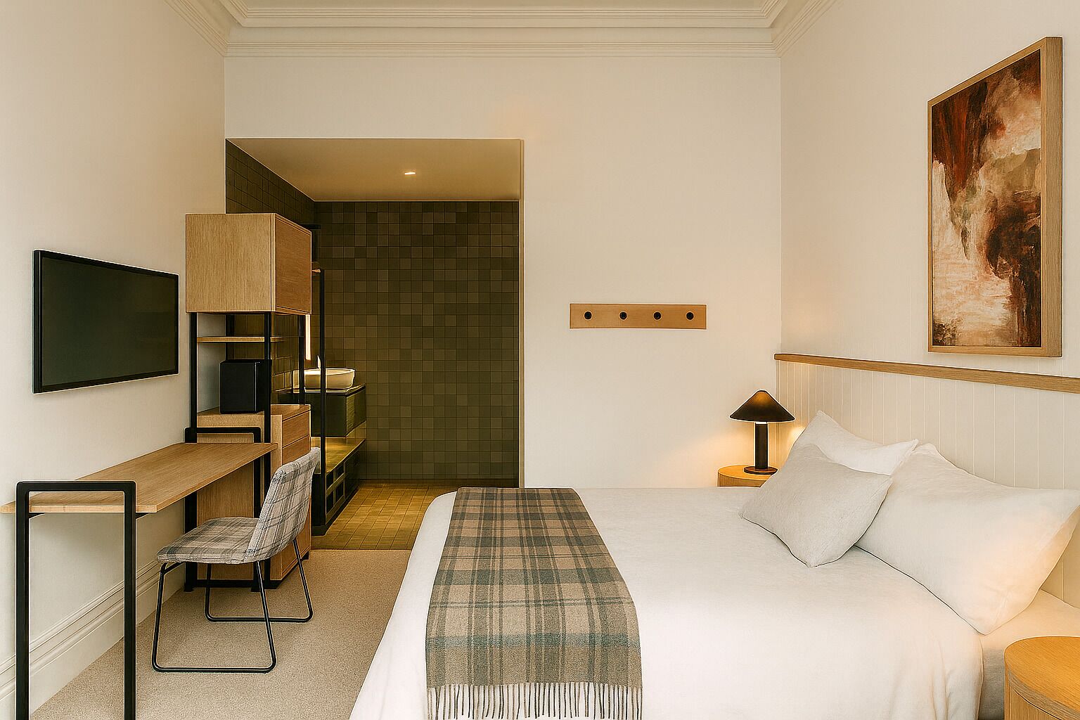 In-room safe, desk, laptop workspace, iron/ironing board