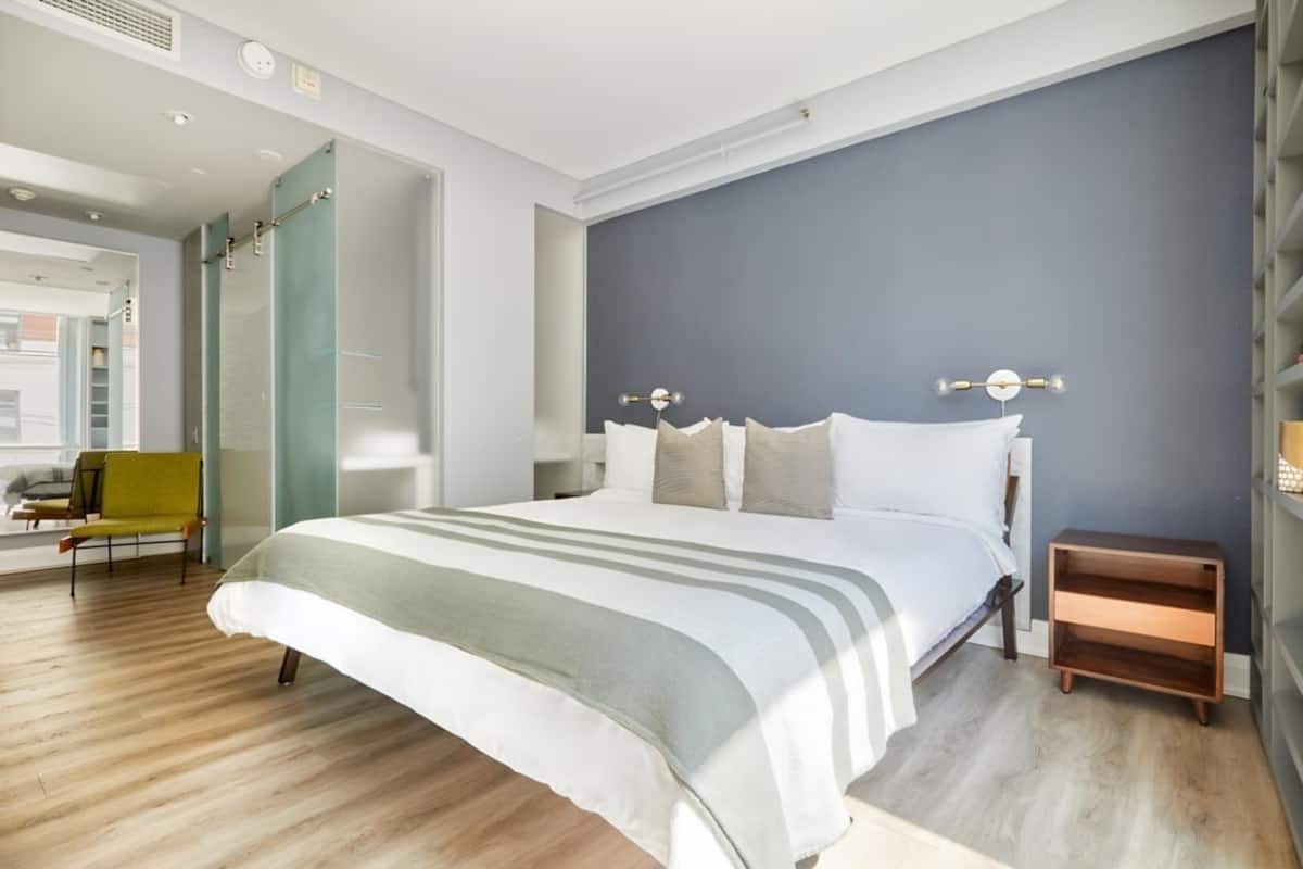 Egyptian cotton sheets, premium bedding, memory-foam beds, desk