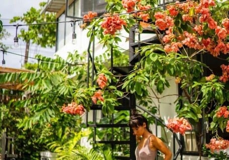 Caja de seguridad en la habitación y tabla de planchar con plancha