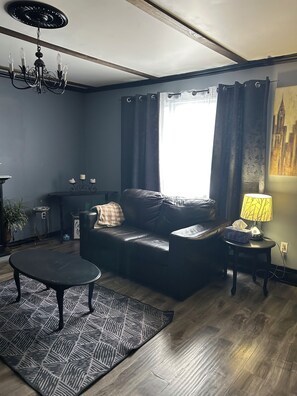 Living area - With a view of the famous Miramichi River....Come stay at  Poppy Jacks place.. (Gray Rapids)