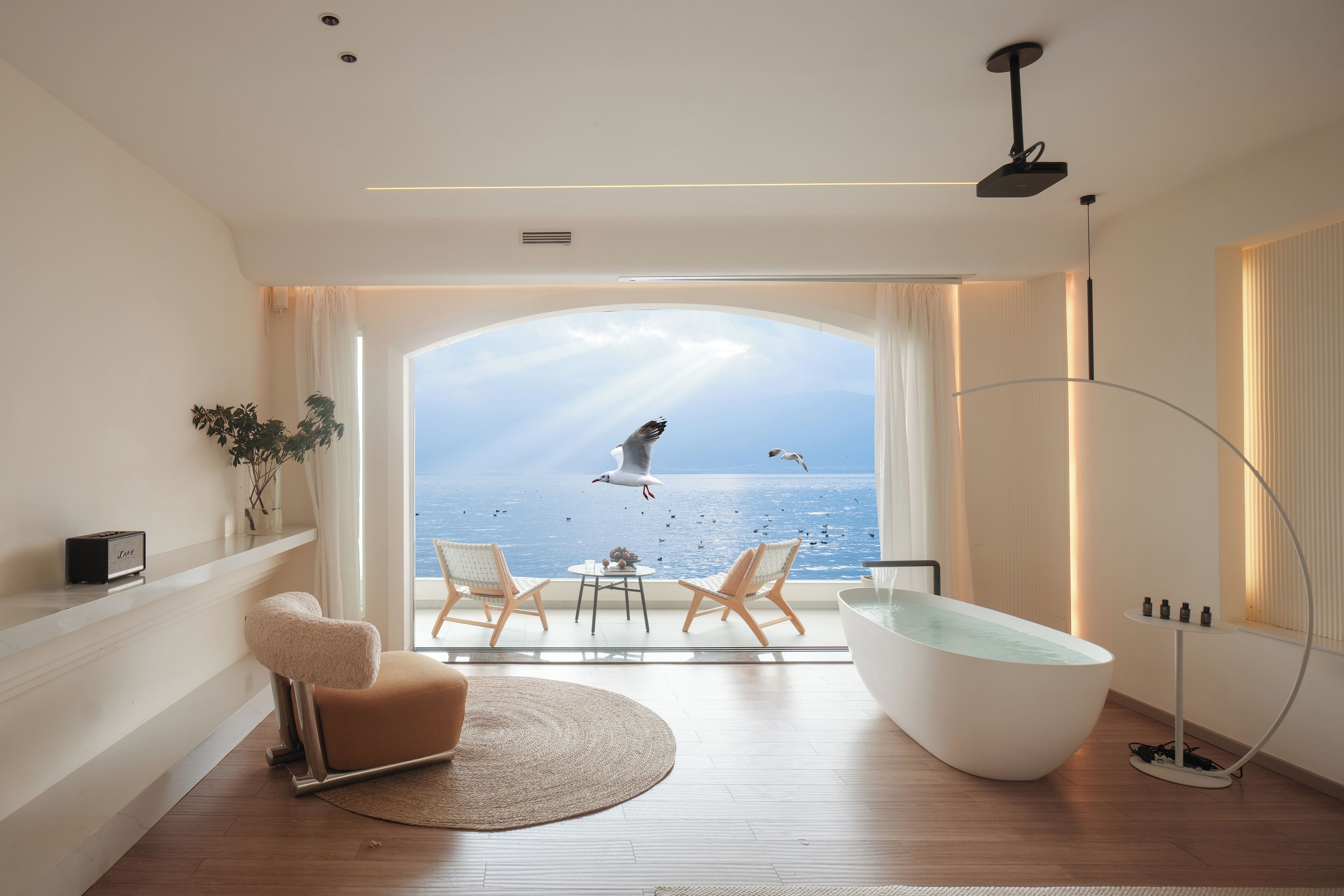 Romantisk dobbeltrom, sjøutsikt | Utsikt mot strand/hav