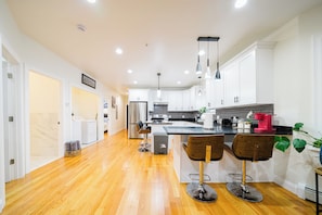 Fridge, microwave, stovetop, coffee/tea maker - Renovated 4BR Worcester Home • Pet-Friendly near I-290 & Parks 16-1 (Worcester)