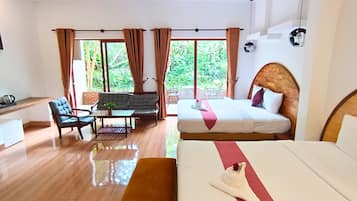 Premium bedding, desk, laptop workspace, free WiFi