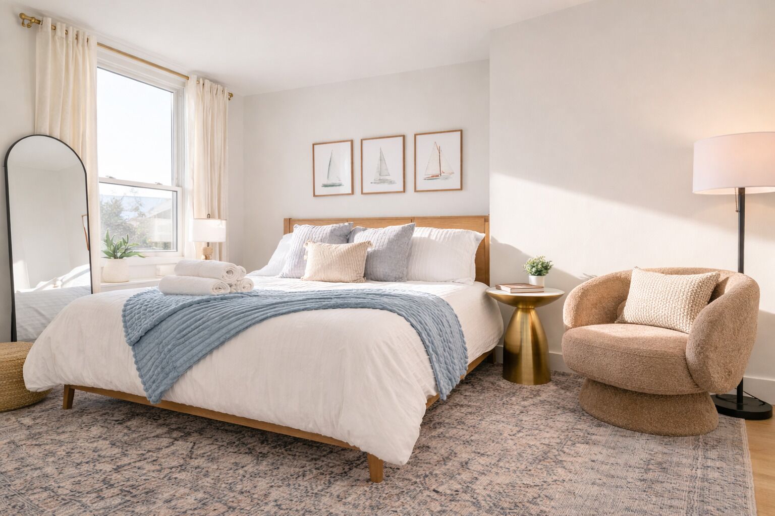 1 bedroom, desk, iron/ironing board, travel crib