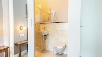 Basic Apartment | Bathroom | Shower, free toiletries, hair dryer, towels