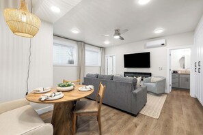 TV, fireplace, offices