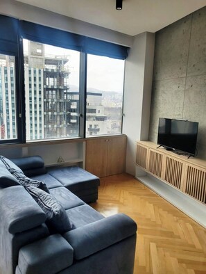 Living area - Axis Towers Executive 1BR with City Views 28+ Night Stays (T'bilisi)