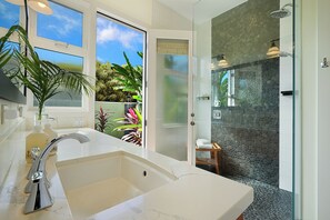 Shower, hair dryer, towels - Spacious Poipu Home with Guest House, Resort-Style Outdoor Living & Pool! (Koloa)