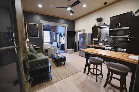 Interior. Cozy 1-bedroom apartment in a 160 year old historic downtown location.