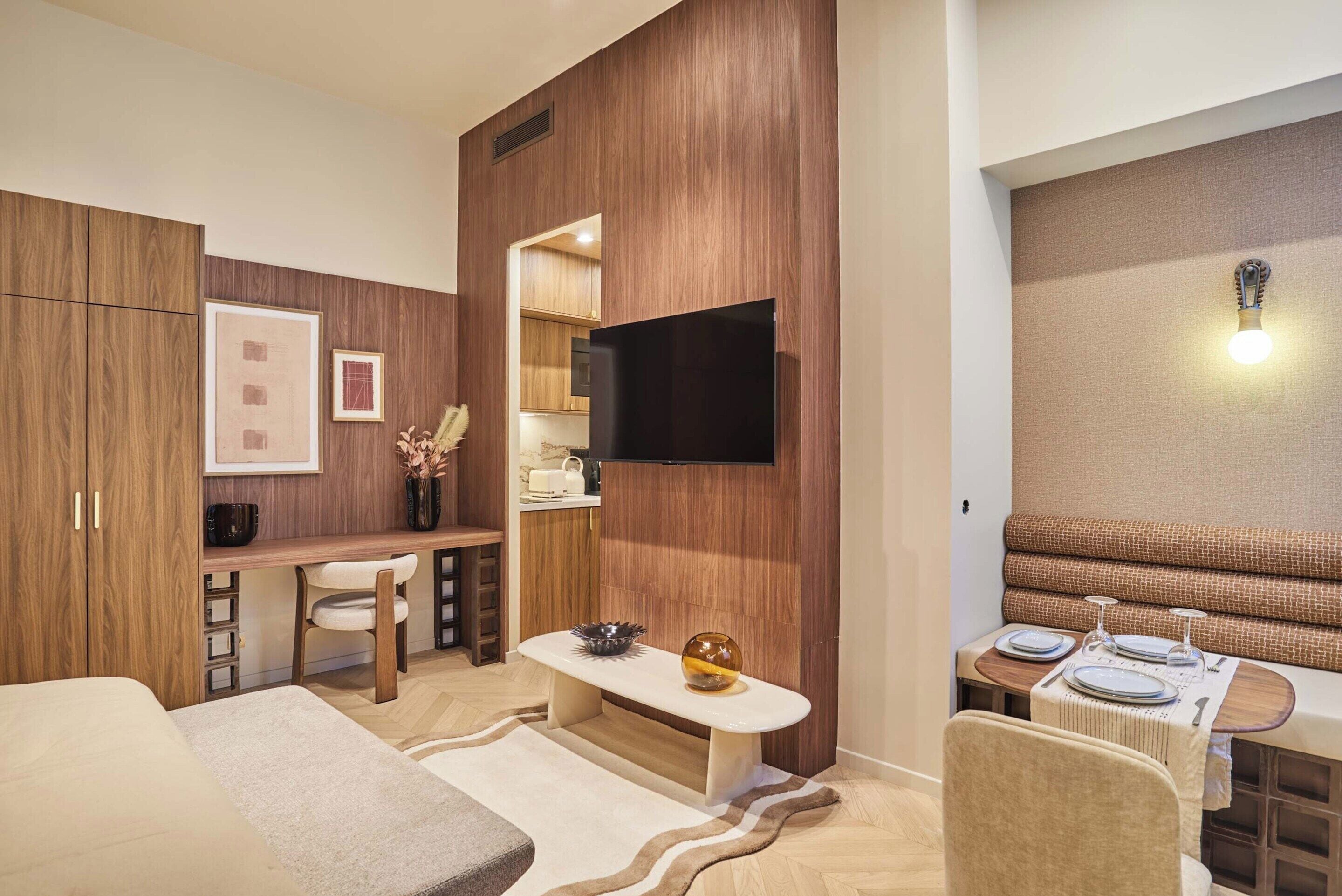 Apartment | 1 Schlafzimmer, laptopgeeigneter Arbeitsplatz, Bügeleisen/Bügelbrett