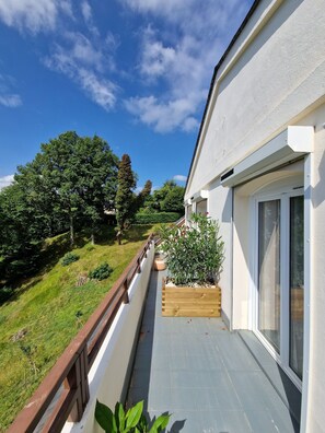 Terrace/patio - guest room overlooking the town of Lourdes and splendid view of the Pyrenees (Lourdes)