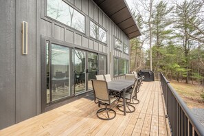 Outdoor dining - New! Modern Lake Access Home w/ Hot Tub! (Swanton)