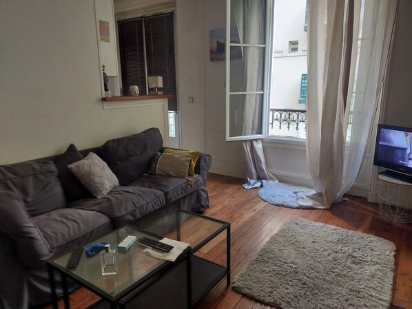 Living area - Renting a room in a 2 room apartment (Paris)