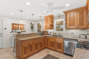 Fridge, microwave, oven, stovetop - 4 King Beds | Buckhead Oasis with Gazebo, Ping Pong, Cornhole, & Huge Yard (Atlanta)