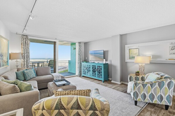 Smart TV - 🌊Coronado Tower 104: First Floor 2BR Beachfront | Community Pool🌊 (New Smyrna Beach)