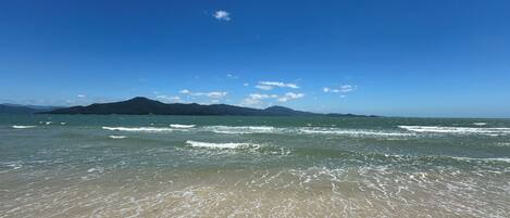 On the beach, white sand