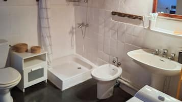 Ducha, secador de pelo, bidé y jabón