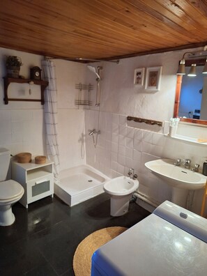 Suihku, hiustenkuivaaja, bidee, saippua