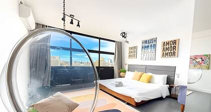 30th floor with a view of the valley and a big screen