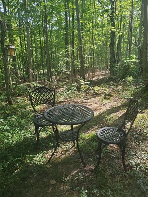 Outdoor dining - Forest Retreat - Private detached guest suite with Starlink WiFi (Wiarton)