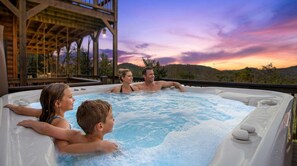 Outdoor spa tub - Family-Friendly Cabin: Hot Tub, Games & Views (Morganton)